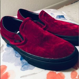 vans velvet slip ons